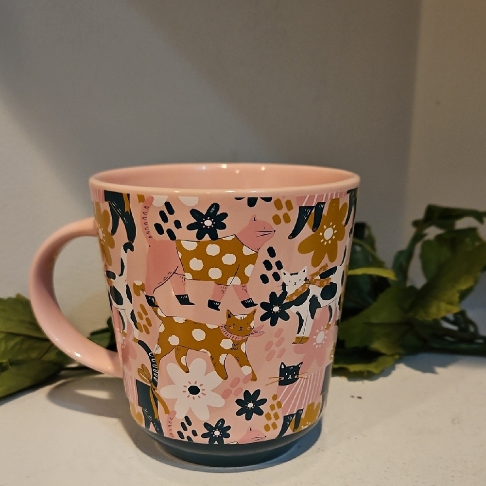 Awesome Pink Cat Mom Floral Mug